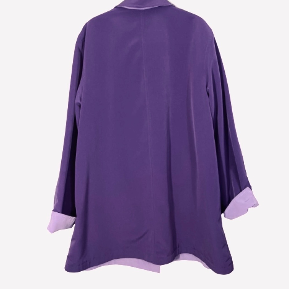 Fleet‎ Street Reversible Jacket Coat  Purple Silk Pockets Button Up Size Large - Picture 5 of 11